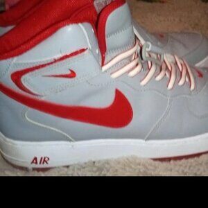 Nike Air Force 1 Mid Athletic Shoes 306352-061 Grey/Varsity Red Men’s Size 14